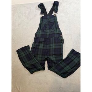 Faherty Brand Mens Blackwatch Plaid Overalls Green Navy Blue Size M